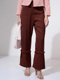 Tokyo Talkies Women Rust Solid Straight Fit Casual Trouser - Rust - Image 1