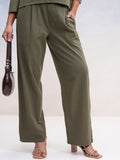 Tokyo Talkies Women Olive Self Design Regular Fit Casual Trouser - Olive - Image 1