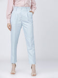 Tokyo Talkies Women Blue Solid Tapered Fit Casual Trouser - Blue - Image 1