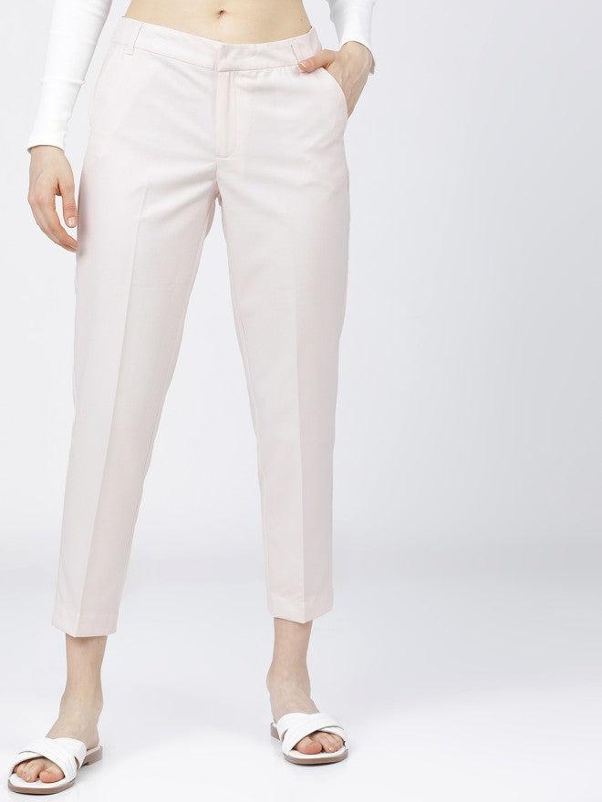 Tokyo Talkies Women Pink Solid Flared Casual Trouser - Pink - Image 1