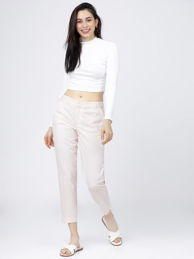 Tokyo Talkies Women Pink Solid Flared Casual Trouser - Pink - Image 5