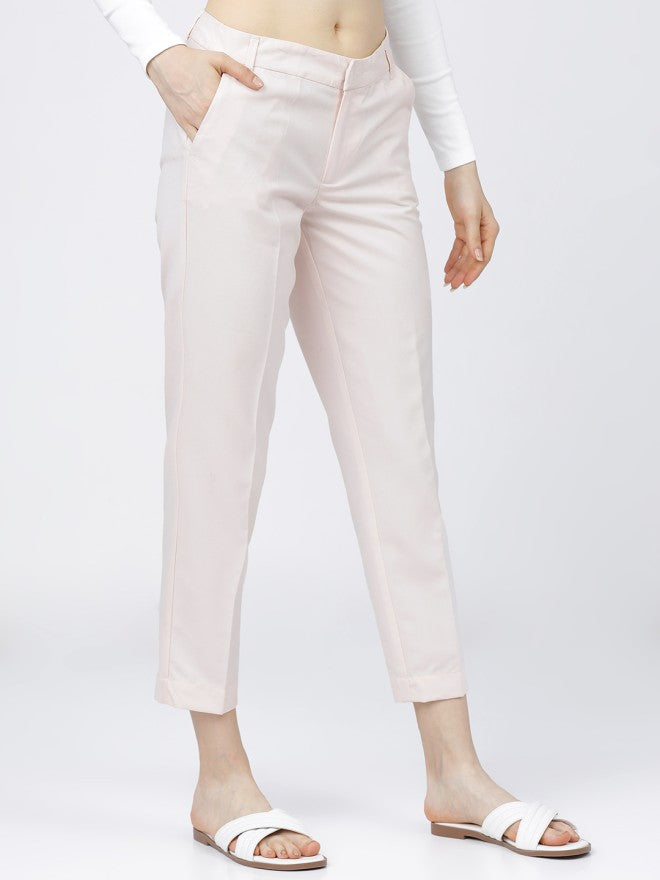Tokyo Talkies Women Pink Solid Flared Casual Trouser - Pink - Image 6