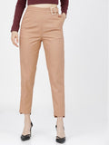 Tokyo Talkies Women Brown Solid Tapered Fit Casual Trouser - Brown - Image 1