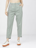 Tokyo Talkies Women Green Solid Tapered Fit Casual Trouser - Green - Image 1