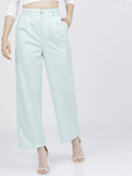 Tokyo Talkies Women Green Solid Flared Parallel Trousers - Green - Image 1