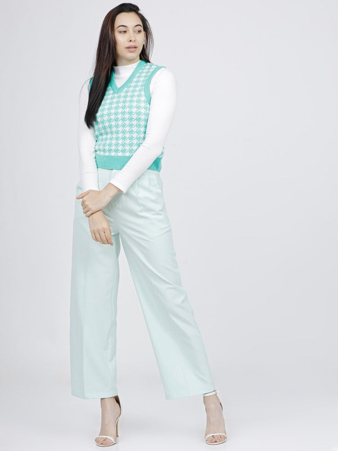 Tokyo Talkies Women Green Solid Flared Parallel Trousers - Green - Image 5