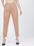 Tokyo Talkies Women Beige Solid Tapered Fit Casual Trouser - Beige - Image 1