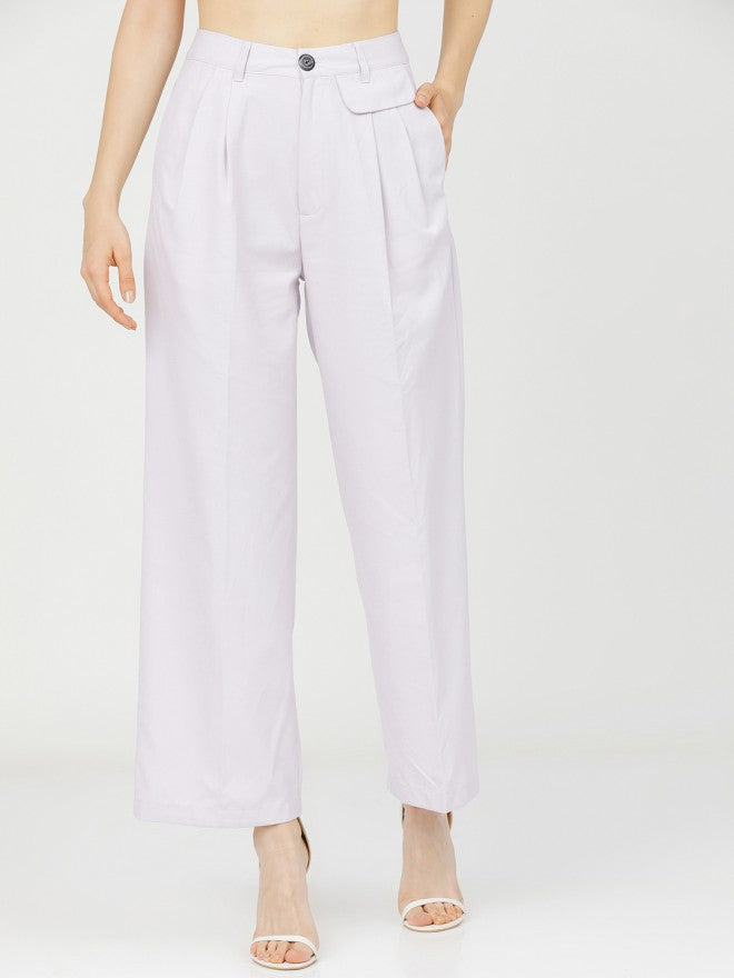 Tokyo Talkies Women Purple Solid Regular Fit Casual Trouser - Purple - Image 1