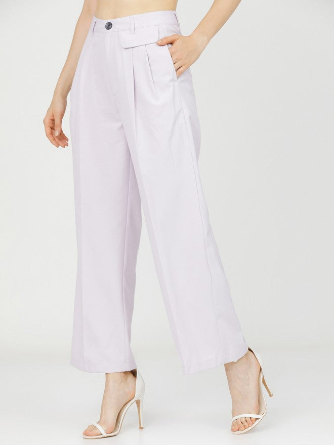 Tokyo Talkies Women Purple Solid Regular Fit Casual Trouser - Purple - Image 2
