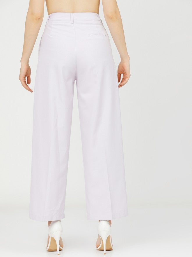 Tokyo Talkies Women Purple Solid Regular Fit Casual Trouser - Purple - Image 3
