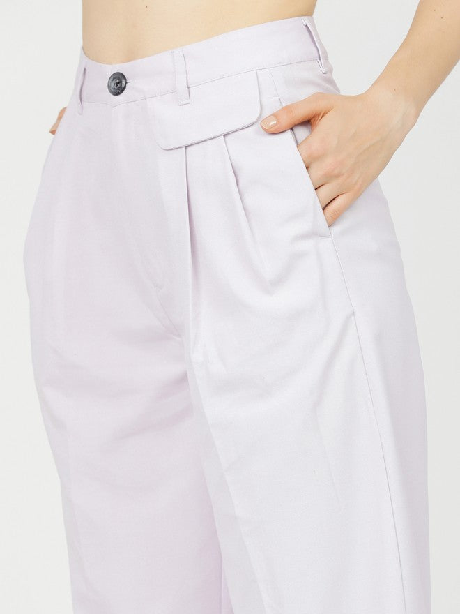 Tokyo Talkies Women Purple Solid Regular Fit Casual Trouser - Purple - Image 4