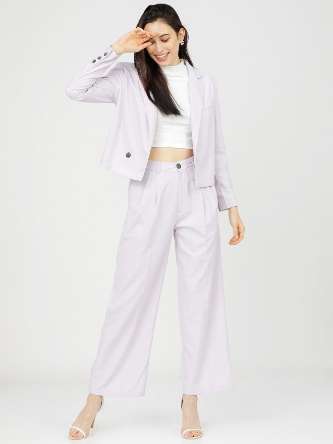 Tokyo Talkies Women Purple Solid Regular Fit Casual Trouser - Purple - Image 5