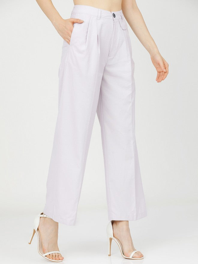 Tokyo Talkies Women Purple Solid Regular Fit Casual Trouser - Purple - Image 6