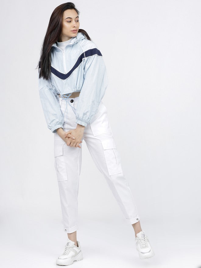 Tokyo Talkies Women White Solid Tapered Fit Cargos - White - Image 5