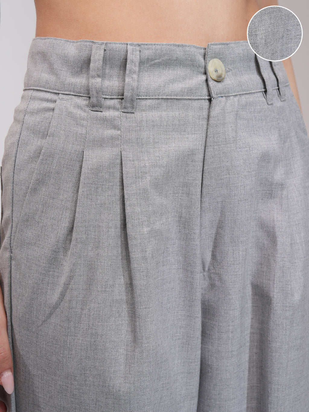 Tokyo Talkies Women Grey Solid Tapered Fit Casual Trouser - Grey - Image 5