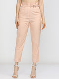 Tokyo Talkies Women Pink Solid Tapered Fit Casual Trouser - Pink - Image 1