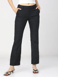 Tokyo Talkies Women Black Solid Straight Fit Casual Trouser - Black - Image 1