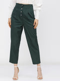 Tokyo Talkies Women Green Solid Regular Fit Casual Trouser - Green - Image 1
