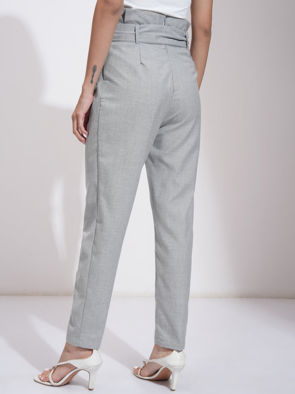 Tokyo Talkies Women Grey Solid Tapered Fit - Grey - Image 3