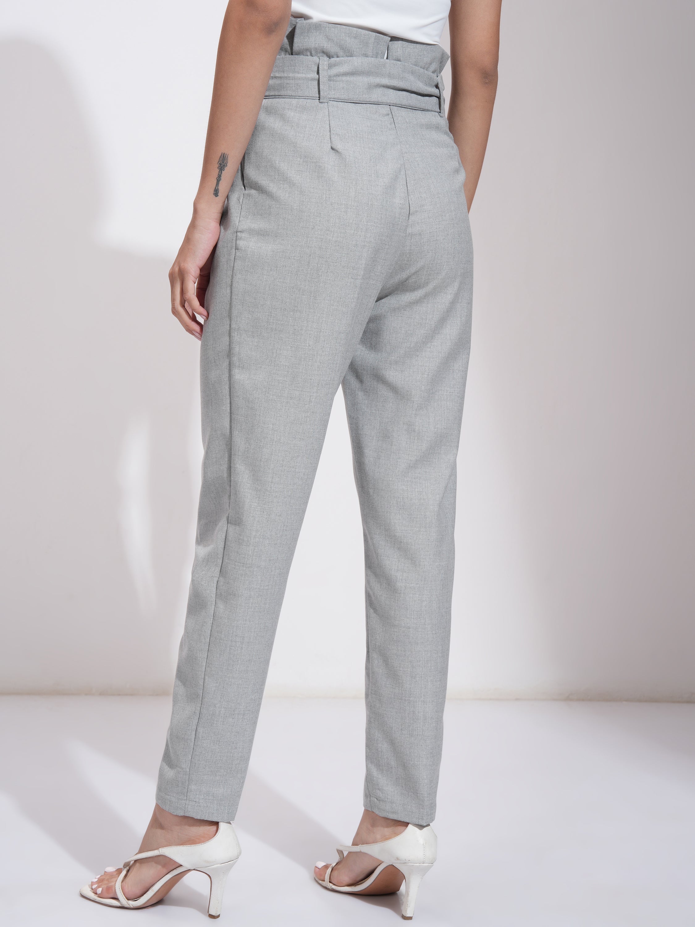 Tokyo Talkies Women Grey Solid Tapered Fit - Grey - Image 3