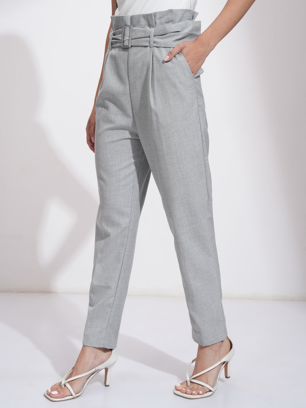 Tokyo Talkies Women Grey Solid Tapered Fit - Grey - Image 4