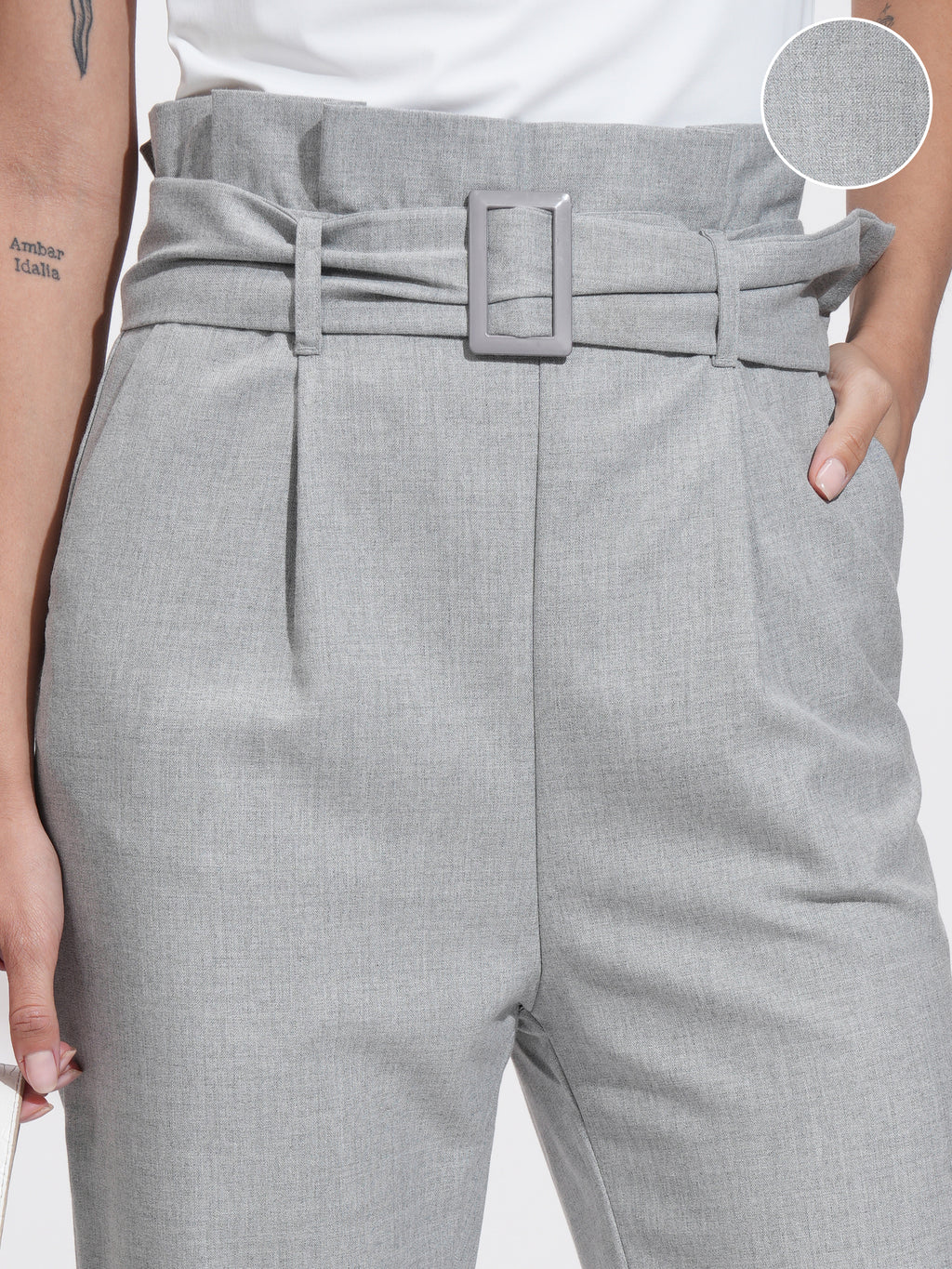 Tokyo Talkies Women Grey Solid Tapered Fit - Grey - Image 5