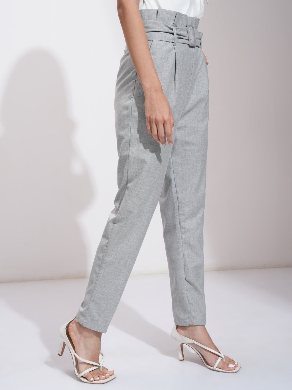 Tokyo Talkies Women Grey Solid Tapered Fit - Grey - Image 6