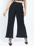 Tokyo Talkies Women Black Solid Flared Casual Trouser - Black - Image 1