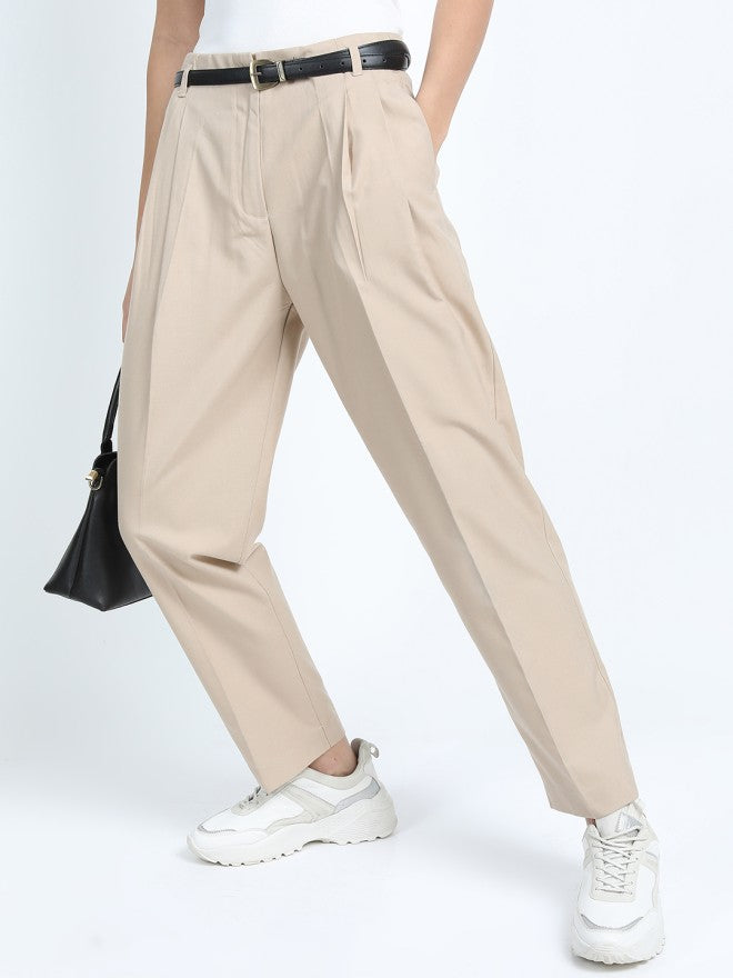 Tokyo Talkies Women Beige Solid Regular Fit - Beige - Image 1