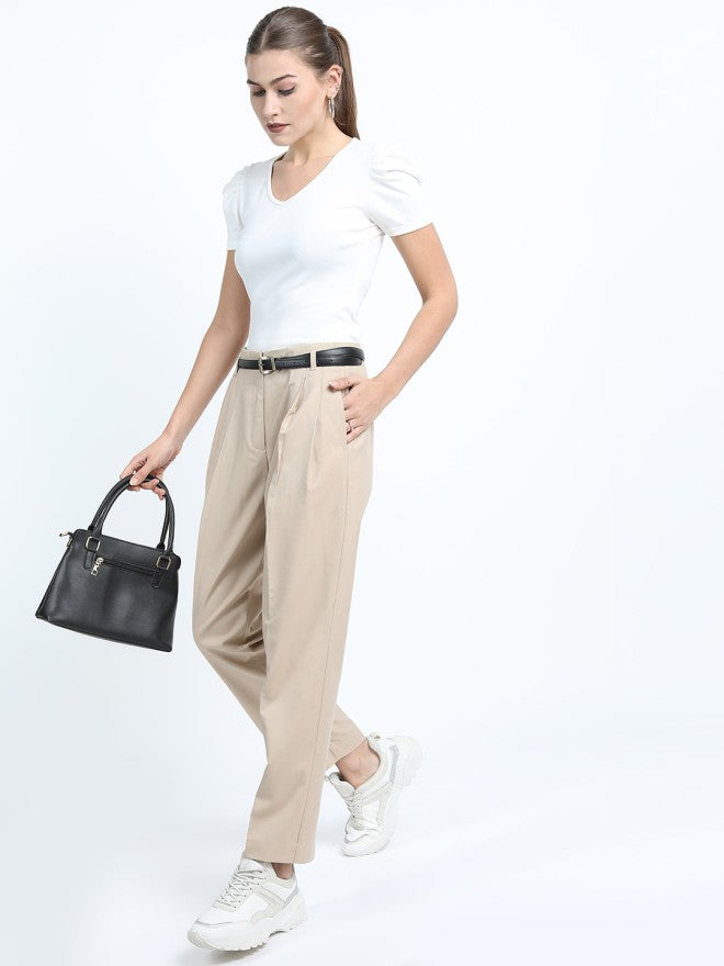 Tokyo Talkies Women Beige Solid Regular Fit - Beige - Image 2