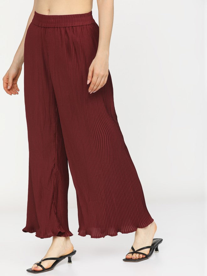 Tokyo Talkies Women Maroon Solid Regular Fit - Maroon - Image 2