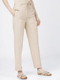 Tokyo Talkies Women Beige Solid Regular Fit Casual Trouser - Beige - Image 1