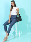 Tokyo Talkies Women Blue Solid Regular Fit Casual Trouser - Blue - Image 1