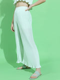 Tokyo Talkies Women Green Solid Flared Casual Trouser - Green - Image 1