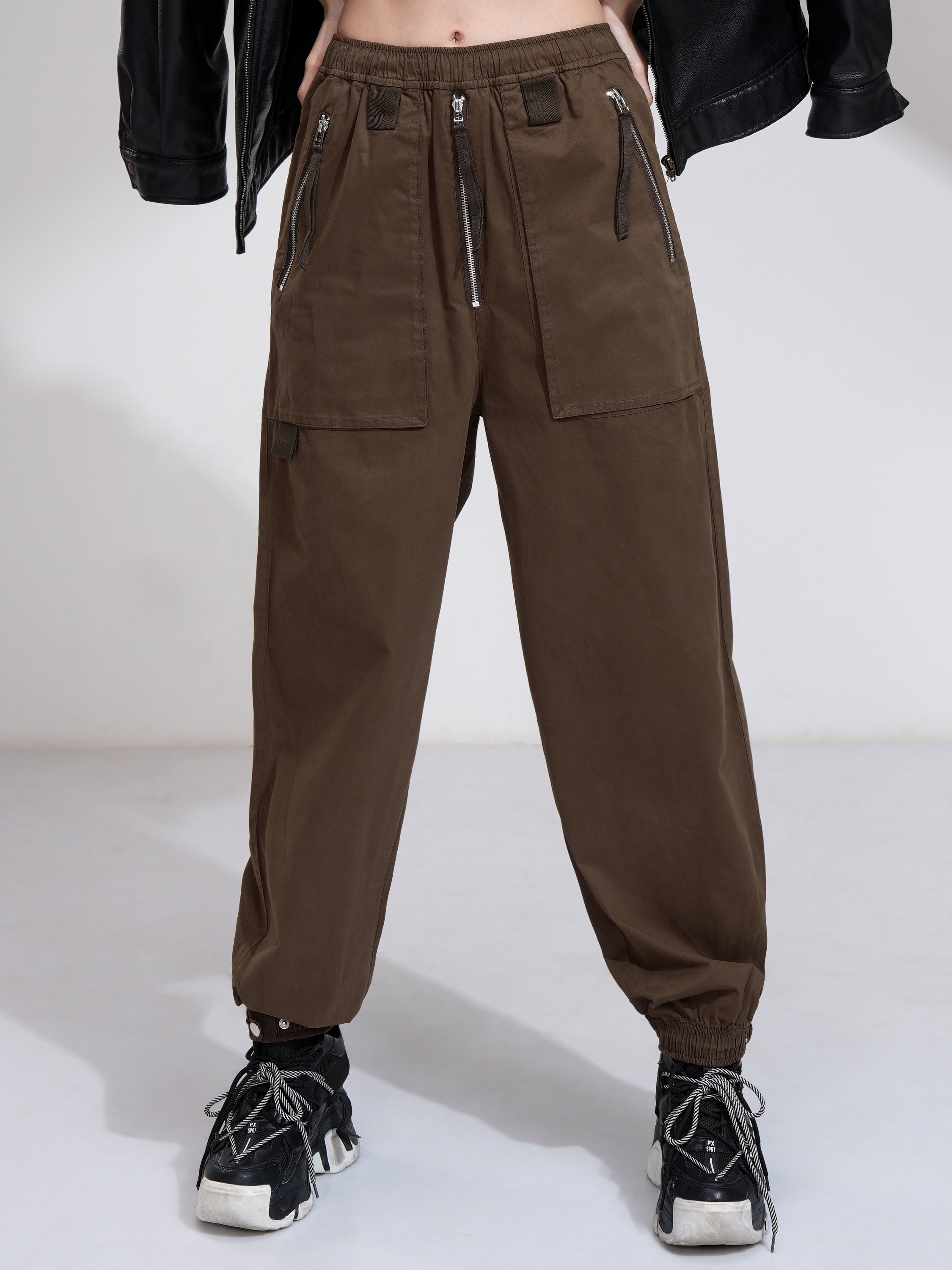 Tokyo Talkies Women Brown Relaxed Fit Solid Joggers - Brown - Image 1