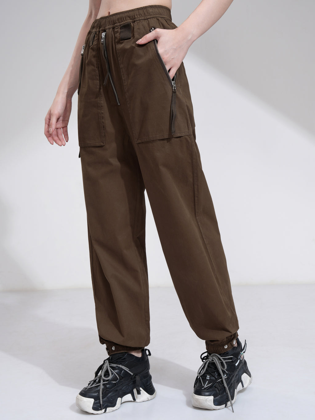 Tokyo Talkies Women Brown Relaxed Fit Solid Joggers - Brown - Image 4