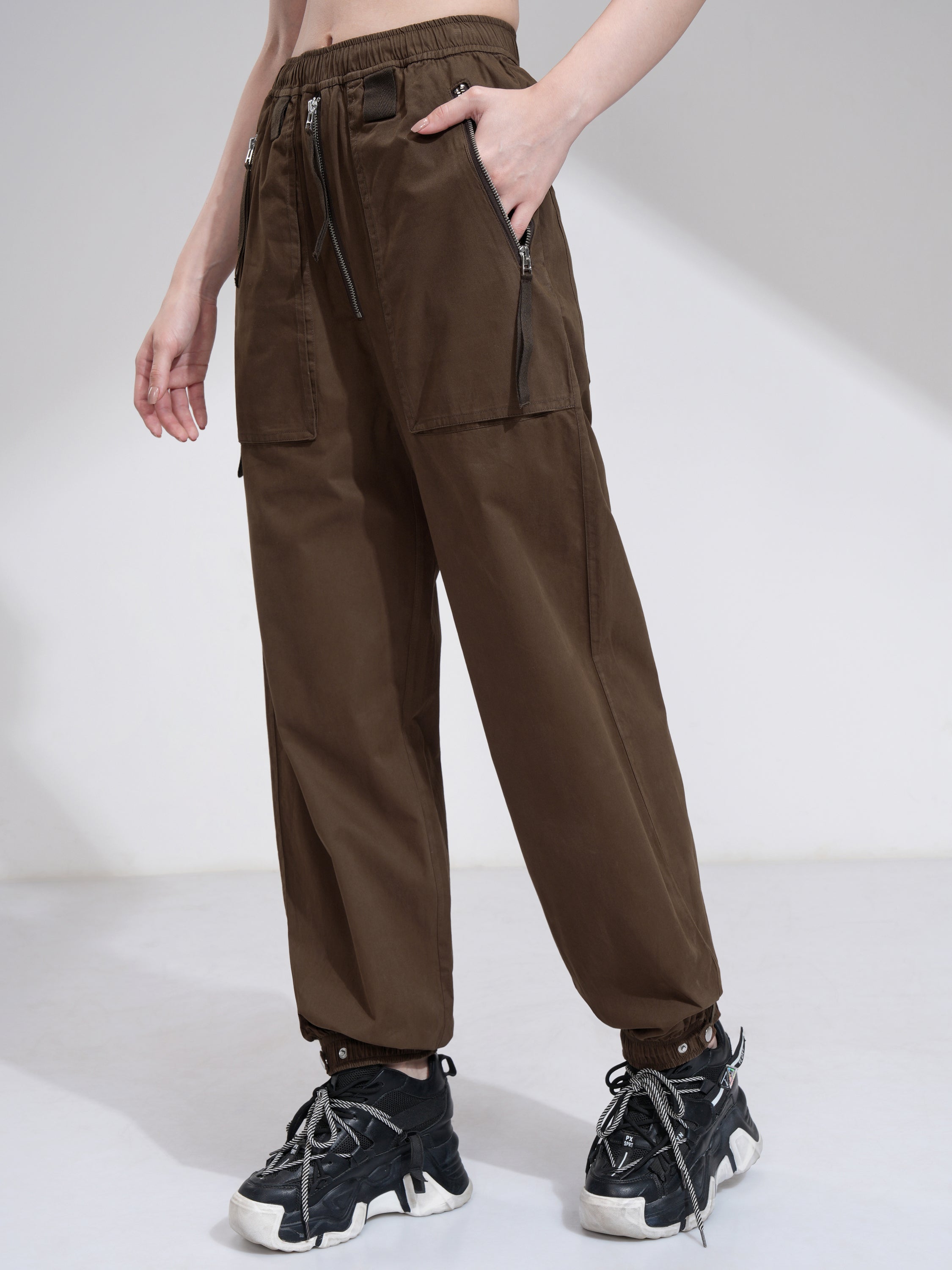 Tokyo Talkies Women Brown Relaxed Fit Solid Joggers - Brown - Image 4