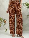 Tokyo Talkies Women Brown Printed Flared Casual Trouser - Brown - Image 1