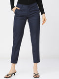 Tokyo Talkies Women Navy Blue Checked Regular Fit Casual Trouser - Navy Blue - Image 1