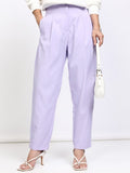 Tokyo Talkies Women Lavender Solid Regular Fit Casual Trouser - Lavender - Image 1