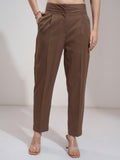Tokyo Talkies Women Brown Solid Regular Fit Casual Trouser - Brown - Image 1