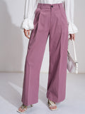Tokyo Talkies Women Pink Solid Straight Fit Formal Trouser