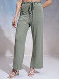 Tokyo Talkies Women Olive Solid Flared Casual Trouser - Olive - Image 1