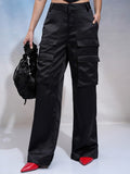 Tokyo Talkies Women Black Solid Regular Fit Cargos - Black - Image 1