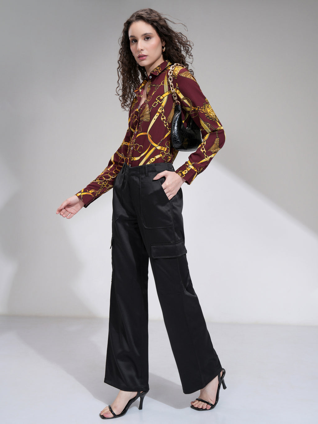 Tokyo Talkies Women Black Solid Straight Fit Cargos - Black - Image 2