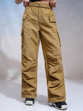 Tokyo Talkies Women Khaki Solid Regular Fit Cargos - Khaki - Image 1