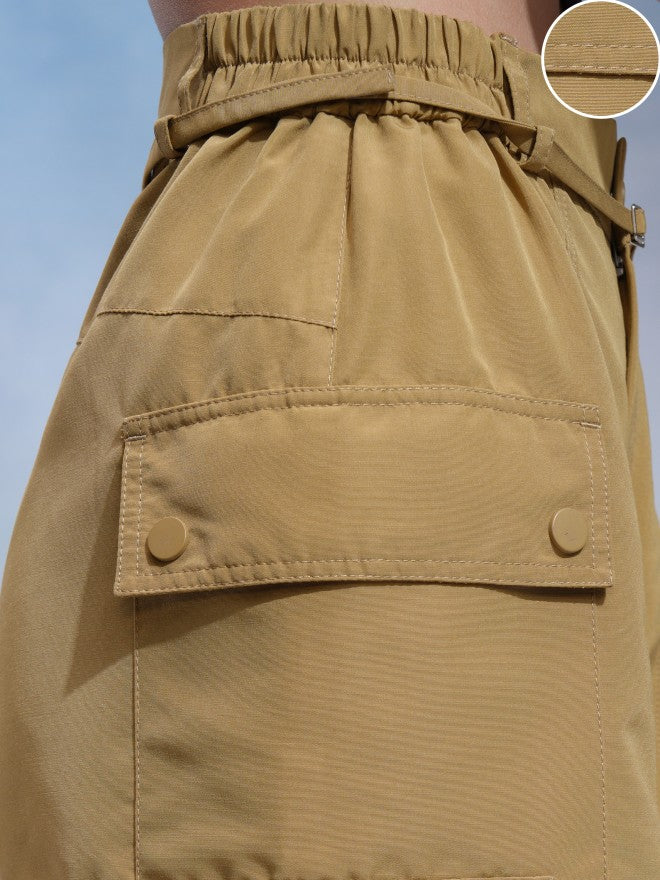 Tokyo Talkies Women Khaki Solid Regular Fit Cargos - Khaki - Image 5