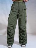 Tokyo Talkies Women Green Solid Regular Fit Cargos - Green - Image 1