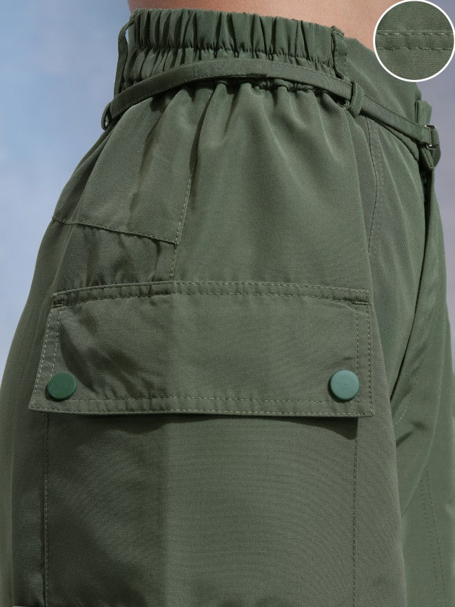 Tokyo Talkies Women Green Solid Regular Fit Cargos - Green - Image 5