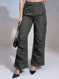 Tokyo Talkies Women Grey Solid Flared Cargos - Grey - Image 1